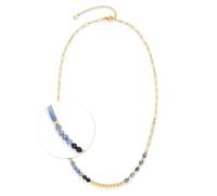 JEWELS BY LEONARDO Halskette Belinda • kurze Paperclip-Kette aus goldfarbenem Edelstahl • Mix aus zart farbigen Halbedelsteinen • 45-50 cm Länge • Schmuck Geschenk für Frauen • 024569