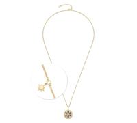 JEWELS BY LEONARDO Halskette Biella, lange Kette aus goldfarbenem Edelstahl, Sternmotiv mit schwarzen und klaren Glassteinen, 70-75 cm Länge, Schmuck Geschenk, 024365