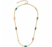 JEWELS BY LEONARDO Halskette Bruna • Anker-Kette aus goldfarbenem Edelstahl • verschiedene Halb-Edelsteine • 45-50 cm Länge • besonderes Schmuck Geschenk für Frauen • 023230