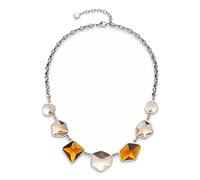 JEWELS BY LEONARDO Halskette Caprina • Statement-Kette aus silberfarbenem Edelstahl • facettierte Glaskirstalle in zwei Brauntönen • 42-47 cm Länge • Geschenk Schmuck Damen • 018395