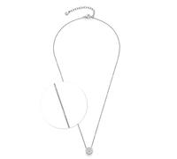 JEWELS BY LEONARDO Halskette Catherine • feine Anker-Kette aus silberfarbenem Edelstahl • runder Anhänger besetzt mit Zirkonia-Steinchen • 45-50 cm Länge • Schmuck Geschenk für Frauen • 025402
