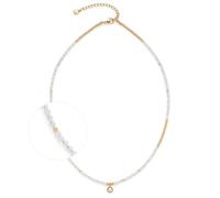 JEWELS BY LEONARDO Halskette Ciao Althina • Hals-Schmuck aus goldfarbenem Edelstahl • goldene Kugeln, weiße Perlen & klare Glasperlen im Mix • 42-47 cm Länge • Schmuck Geschenk für Frauen • 026209