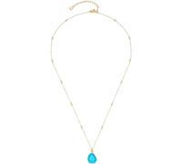 Leonardo Halskette Ciao Evi – mittellang, goldfarbener Edelstahl, azurblauer Glasanhänger 50–55 cm