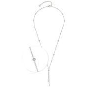 JEWELS BY LEONARDO Halskette Ciao Francis • kurze Y-Kette aus silberfarbenem Edelstahl • runde Glassteinchen und Metallstäbchen im Wechsel • 42-47 cm Länge • Schmuck Geschenk für Frauen • 024980