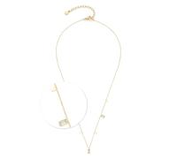 JEWELS BY LEONARDO Halskette Ciao Liora, kurze Kette aus goldfarbenem Edelstahl, rechteckige Plättchen und klare Baguette Glassteine, 42-47 cm Länge, Schmuck Geschenk, 024458