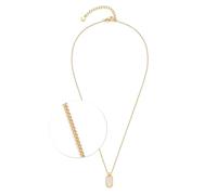 JEWELS BY LEONARDO Halskette Ciao Tally • kurze Panzer-Kette aus goldfarbenem Edelstahl • beweglicher, ovaler Perlmutt-Anhänger • 42-47 cm Länge • Schmuck Geschenk für Frauen • 024978