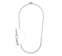 JEWELS BY LEONARDO Halskette Clip & Mix Dotty • mittellange Kugel-Kette aus silberfarbenem Edelstahl • Mix aus feinen und kräftigeren Kugeln • 60-61,3 cm Länge • Schmuck Geschenk für Frauen • 024922
