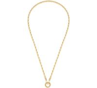 JEWELS BY LEONARDO Halskette Clip & Mix Lori • Kette aus goldfarbenem Edelstahl • ovalen Edelstahl-Perlen und Ring zum Anhängen von Charms • 45 cm Länge • Schmuck Geschenk Damen • 023741