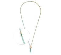 JEWELS BY LEONARDO Halskette Donna • lange Endlos-Kette aus goldfarbenem Edelstahl • Glasperlen in sanften Türkistönen • Quasten-Anhänger • 80 cm Länge • Schmuck Geschenk für Frauen • 024896