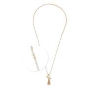 JEWELS BY LEONARDO Halskette Donna • lange Endlos-Kette aus goldfarbenem Edelstahl • Glasperlenkette in sanften Beigetönen • Quasten-Anhänger • 80 cm Länge • Schmuck Geschenk für Frauen • 024897