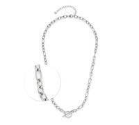 JEWELS BY LEONARDO Halskette Elisabeth • kurze Anker-Kette aus silberfarbenem Edelstahl • unterschiedlich geformte Ketten-Glieder • 45-50 cm Länge • Schmuck Geschenk für Frauen • 024847