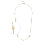Leonardo Halskette Herma Damen Edelstahl goldfarben mit Zirkonia, Karabinerverschluss, 80-85 cm