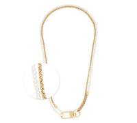 JEWELS BY LEONARDO Halskette Lucinda, mittellange Kette aus goldfarbenem Edelstahl, weiße Imitationsperlen und auffälliger Verschluss, 48 cm doppelt, 96 cm einfach Länge, Schmuck Geschenk, 024329
