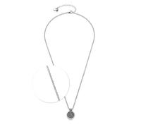 JEWELS BY LEONARDO Halskette Odelle • Weitanker-Kette aus silberfarbenem Edelstahl • runder Anhänger mit funkelndem Achat-Stein • 45-50 cm Länge • Schmuck Geschenk für Frauen • 024937