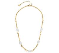 JEWELS BY LEONARDO Halskette Ofira • Anker-Kette aus goldfarbenem Edelstahl • fünf integrierte Perlen aus weißem Bergkristall • 42-47 cm Länge • Geschenk Schmuck Damen • 019704