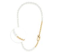 JEWELS BY LEONARDO Halskette Patsy • kurze Statement-Kette aus goldfarbenem Edelstahl • weiße Muschelperlen in Olivenform • polierte Goldkugeln • 50 cm Länge • Schmuck Geschenk für Frauen • 024609