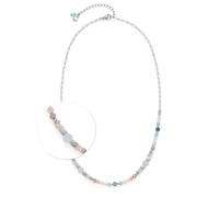 JEWELS BY LEONARDO Halskette Randy • kurze Paperclip-Kette aus silberfarbenem Edelstahl • Perlen in verschiedenen Formen und Pastelltönen • 45-50 cm Länge • Schmuck Geschenk für Frauen • 024797