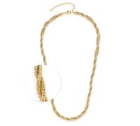 Leonardo Halskette Sue – kurze goldfarbene Edelstahl-Schlangen-Kette, Kordeloptik 45–50 cm 024835