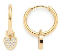 JEWELS BY LEONARDO Kreolen Ciao Amila 1 Paar • Ohr-Ringe aus goldfarbenem Edelstahl • Herz-Anhänger mit eingesetzen Zirkonia-Steinchen • Schmuck Geschenk für Frauen • 022969