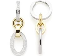 JEWELS BY LEONARDO Kreolen Lena 1 Paar • Ohr-Hänger aus bicolorfarbenem Edelstahl • abnehmbare Ketten-Glied Anhänger • besetzt mit kleinen Zirkonia-Steinchen • Schmuck Geschenk für Frauen • 023404