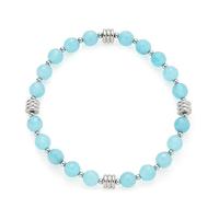 Leonardo Noce Armband aus Edelstahl 1 Stück, elastisches Perlenarmband türkis/silber, Armband aus Schwammquarz-& Edelstahlperlen, Damenschmuck, 022048