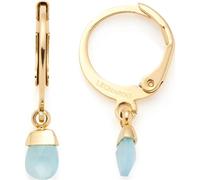 Leonardo Jewels Ohrring Ciao Evi, 1 Paar zarte Klapp-Creolen, goldfarbener Edelstahl, Tröpfchen-Anhänger mit azurblauem Glassteinchen, Geschenk Damen, 023799