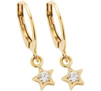 JEWELS BY LEONARDO Ohrringe Ciao Sattelite • 1 Paar Ohr-Hänger aus goldfarbenem Edelstahl • Zirkonia-Stein eingefasst im hängendem Stern • Schmuck Geschenk für Frauen • 024987