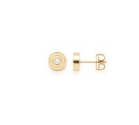 JEWELS BY LEONARDO Ohrringe Isabelle • 1 Paar Ohr-Stecker aus goldfarbenem Edelstahl • mittig eingesetzter Zirkonia-Stein, feine umlaufende Rillenstruktur • Schmuck Geschenk für Frauen • 026827