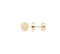 JEWELS BY LEONARDO Ohrringe Isabelle • 1 Paar Ohr-Stecker aus goldfarbenem Edelstahl • mittig eingesetzter Zirkonia-Stein, feine umlaufende Rillenstruktur • Schmuck Geschenk für Frauen • 026827