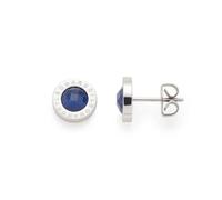 JEWELS BY LEONARDO Ohrringe Martix • 1 Paar Ohr-Stecker aus silberfarbenem Edelstahl • dunkelblauer, facettierter Stein aus Catseye • Schmuck Geschenk für Frauen • 026143