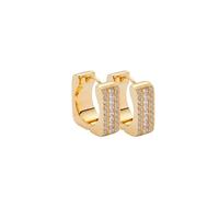 JEWELS BY LEONARDO Ohrringe Sarah • 1 Paar Creolen aus goldfarbenem Edelstahl • quadratische Klapp-Kreole mit dreireihigem Zirkonia-Besatz • Schmuck Geschenk für Frauen • 025426