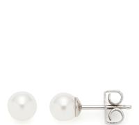 Leonardo Jewels Ohrstecker Almina, 1 Paar schlichte Basic-Perlen-Ohrstecker mit weißen Imitationsperlen, Edelstahl silberfarben, Modeschmuck für Damen, 023537