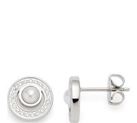 Leonardo Jewels Ohrstecker Anouka, 1 Paar runde Stecker mit gefassten Zirkonia-Steinchen und weißer Imitationsperle, Damen Schmuck Geschenk, 023534
