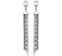JEWELS BY LEONARDO Ohrstecker Atura, 1 Paar Steck-Creolen aus silberfarbenem Edelstahl, klarer Solitär, schwarze Zirkonia Steinchen auf drei beweglichen Strängen, Schmuck Damen Geschenk, 024317