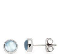JEWELS BY LEONARDO Ohrstecker Bea grey, 1 Paar Stecker aus silberfarbenem Edelstahl, Glasstein mit unterlegtem Perlmutt in grau-blau, Schmuck Damen Geschenk, 024358