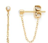JEWELS BY LEONARDO Ohrstecker Ciao Elli 1 Paar • Ohr-Schmuck aus goldfarbenem Edelstahl • zartes Kettchen verbindet Verschluss mit der winzigen Imitationsperle • Schmuck Geschenk für Frauen • 023918