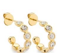 JEWELS BY LEONARDO Ohrstecker Cremona, 1 Paar Steck-Creolen aus goldfarbenem Edelstahl, klare Zirkonia Steinchen, Schmuck Damen Geschenk, 024339