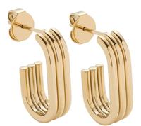 JEWELS BY LEONARDO Ohrstecker Elisabeth • 1 Paar Steck-Creolen aus goldfarbenem Edelstahl • klare Rillen-Form im Dreiviertel-Langovals • Schmuck Geschenk für Frauen • 024891