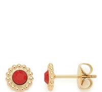 JEWELS BY LEONARDO Ohrstecker Florena 1 Paar • Ohr-Schmuck aus goldfarbenem Edelstahl • Blüten-Element aus rotem Glaskristall und ziseliertem Fassung • Schmuck Geschen für Frauen • 023547