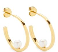 JEWELS BY LEONARDO Ohrstecker Lucinda, 1 Paar Steck-Creolen aus goldfarbenem Edelstahl, weiße Imitationsperle, Schmuck Damen Geschenk, 024332