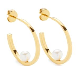 JEWELS BY LEONARDO Ohrstecker Lucinda, 1 Paar Steck-Creolen aus goldfarbenem Edelstahl, weiße Imitationsperle, Schmuck Damen Geschenk, 024332