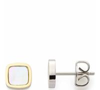 JEWELS BY LEONARDO Ohrstecker Pirella 1 Paar • Ohr-Schmuck aus bicolorfarbenem Edelstahl • viereckiger Stecker mit eingesetztem Perlmutt • Schmuck Geschenk für Frauen • 023204