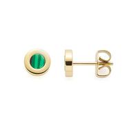 JEWELS BY LEONARDO Ohrstecker Valea 1 Paar • Ohr-Schmuck aus goldfarbenem Edelstahl • schlichter Stecker mit eingesetzem synthetischen Malachitstein • Schmuck Geschenk für Frauen • 021770
