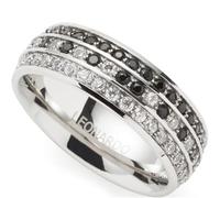 JEWELS BY LEONARDO Ring Atura, Band-Ring aus silberfarbenem Edelstahl, Gr. 21 (66), klare und schwarze Zirkonia Steinchen, Schmuck Damen Geschenk, 024464