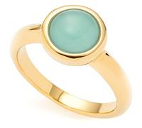 JEWELS BY LEONARDO Ring Bea • Cocktail-Ring aus goldfarbenem Edelstahl • Gr. 18 (56) • türkisfarbener runder Solitäer aus Glas-Cabochon • Geschenk Damen Schmuck • 023062