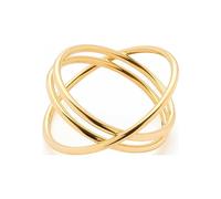 Leonardo Ciao Trinity Damen Fingerring aus Edelstahl IP Gold, mit 3 sich überkreuzenden Schienen, Ringgröße 18, Schmuck Geschenk für Frauen 023320