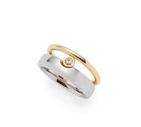 JEWELS BY LEONARDO Ring Claire • Band-Ring aus bicolorfarbenem Edelstahl • Zirkoniastein gehalten von einer goldenen- und silbernen Schiene • Gr. 20 (63) • Schmuck Geschenk für Frauen • 025398