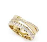 JEWELS BY LEONARDO Ring Sarah • Puzzel-Ring aus goldfarbenem Edelstahl • querende Stränge besetzt mit quadratischen Zirkonia-Steinchen • Gr. 19 (60) • Schmuck Geschenk für Frauen • 025443