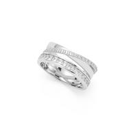 JEWELS BY LEONARDO Ring Sarah • Puzzel-Ring aus silberfarbenem Edelstahl • querende Stränge besetzt mit quadratischen Zirkonia-Steinchen • Gr. 19 (60) • Schmuck Geschenk für Frauen • 025433