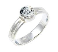 JEWELSTREZORO Dendrit-Opal Edelstein 925 Sterling Silber Stilvoller handgefertigter Band Ring Geschenkartikel Herren & Damen Schmuck TSR133CI_2 (48 (15.3))